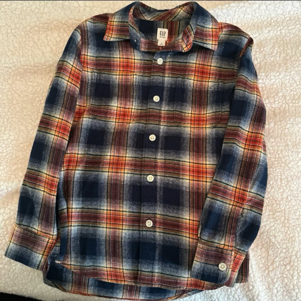 Boys Orange Plaid Shirt